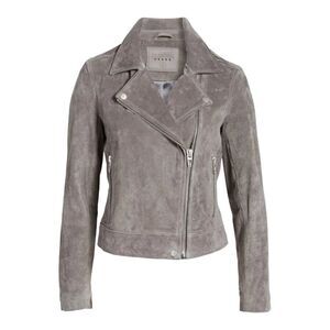 NWT Blank NYC Grey Suede Leather Asymmetrical Moto Jacket Size S